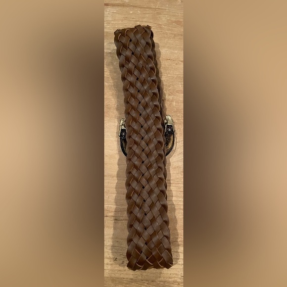 NWOT Boho Western Prairie Braided Leather belt brass tortoiseshell detail S/M - Picture 7 of 7
